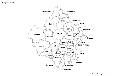 Rajasthan için Örnek Haritalar (siyah-beyaz)
