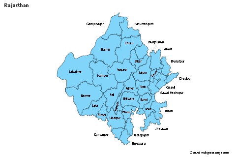 Rajasthan için Örnek Haritalar (mavi)