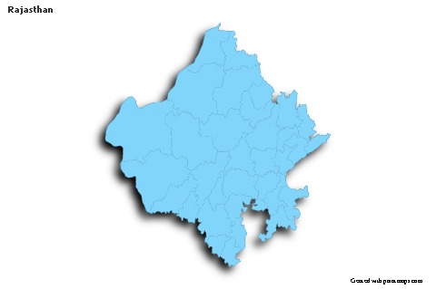 Rajasthan için Örnek Haritalar (mavi,anahat,gölgeli)
