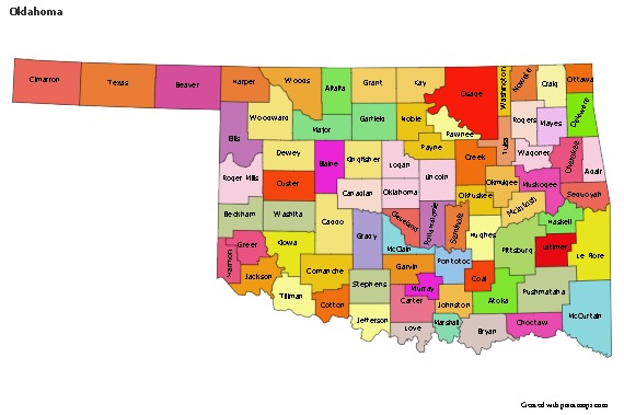 Oklahoma için Örnek Haritalar (siyah-beyaz)