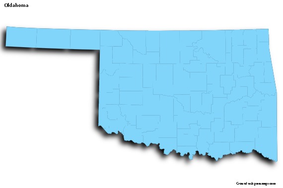 Oklahoma için Örnek Haritalar (mavi,anahat,gölgeli)