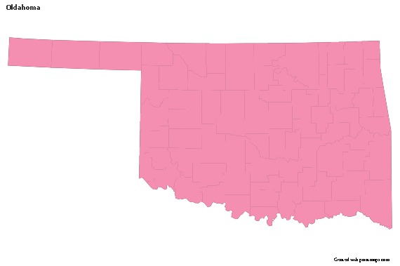 Oklahoma için Örnek Haritalar (pembe,anahat)