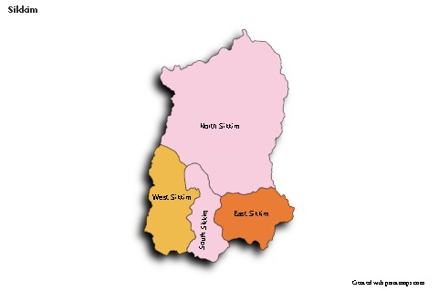 Sikkim için Örnek Haritalar (renkli,gölgeli)
