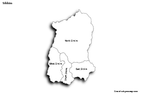 Sikkim için Örnek Haritalar (siyah-beyaz,gölgeli)