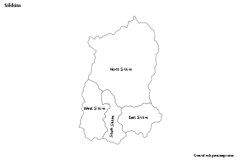 Sikkim için Örnek Haritalar (siyah-beyaz)