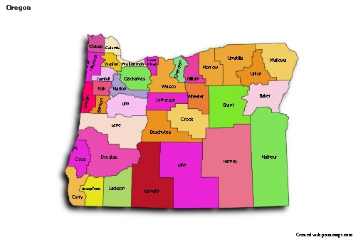 Sample Maps for Oregon (colored,shadowy)