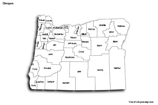 Sample Maps for Oregon (black-white,shadowy)