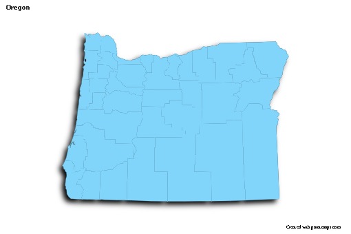 Sample Maps for Oregon (blue,outline,shadowy)