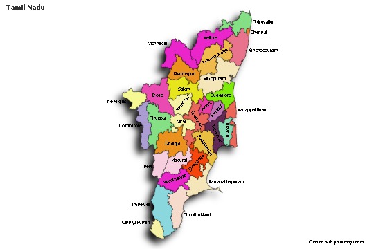 Tamil Nadu için Örnek Haritalar (renkli,gölgeli)