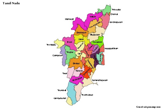 Tamil Nadu için Örnek Haritalar (renkli)