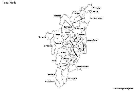 Tamil Nadu için Örnek Haritalar (siyah-beyaz)