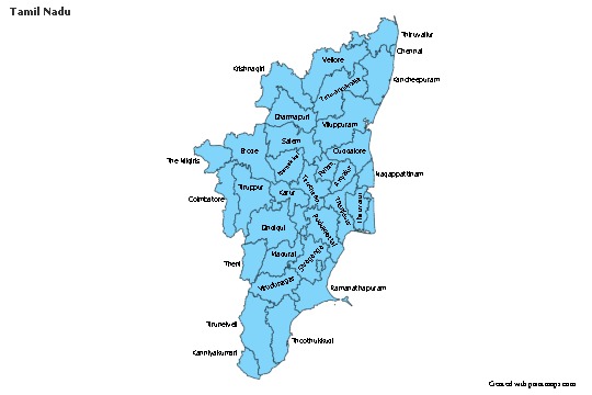 Tamil Nadu için Örnek Haritalar (mavi)