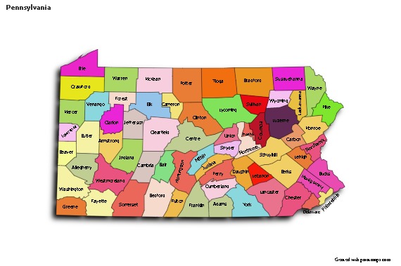 Sample Maps for Pennsylvania (colored,shadowy)
