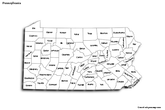 Sample Maps for Pennsylvania (black-white,shadowy)