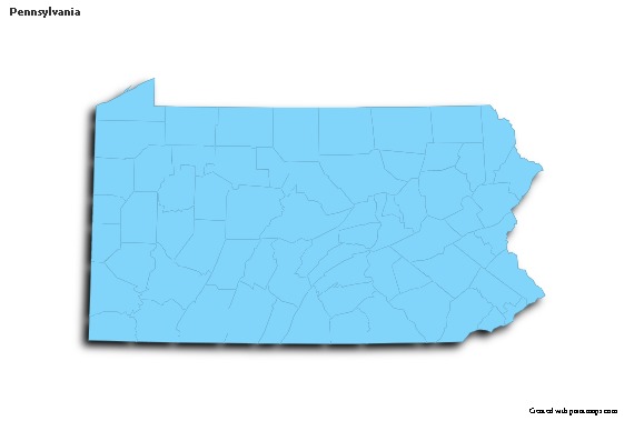 Sample Maps for Pennsylvania (blue,outline,shadowy)