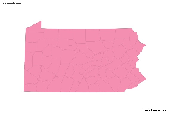 Sample Maps for Pennsylvania (pink,outline)