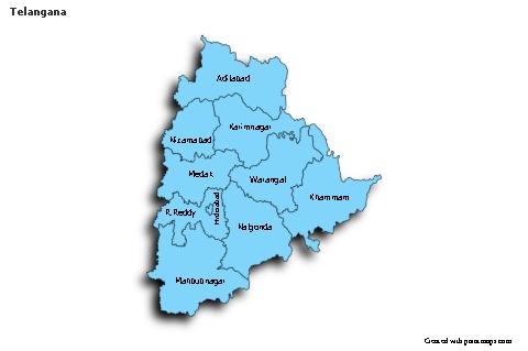 Telangana için Örnek Haritalar (mavi,gölgeli)
