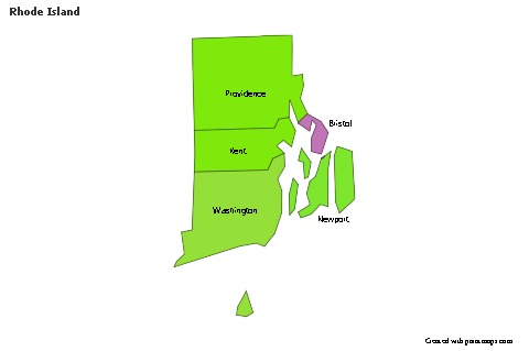 Contoh Peta untuk Rhode Island (berwarna)