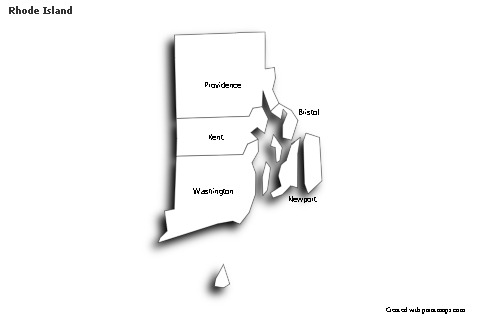 Contoh Peta untuk Rhode Island (hitam-putih,bayangan)