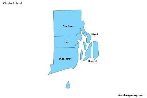 Contoh Peta untuk Rhode Island (biru)