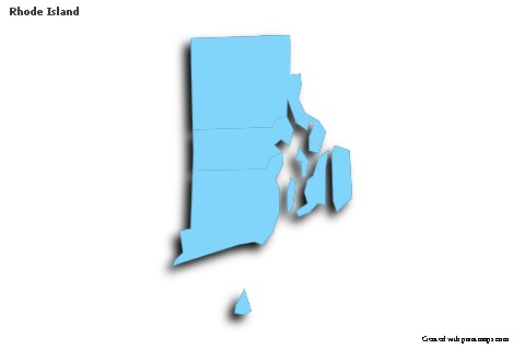 Contoh Peta untuk Rhode Island (biru,garis luar,bayangan)