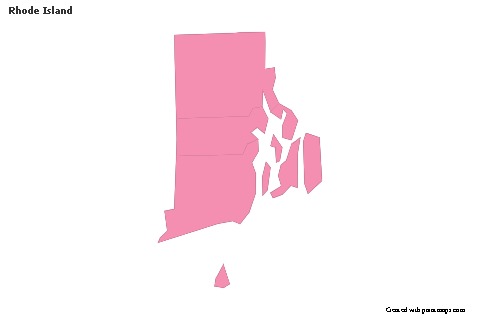 Contoh Peta untuk Rhode Island (merah jambu,garis besar)