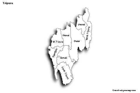 Tripura için Örnek Haritalar (siyah-beyaz,gölgeli)