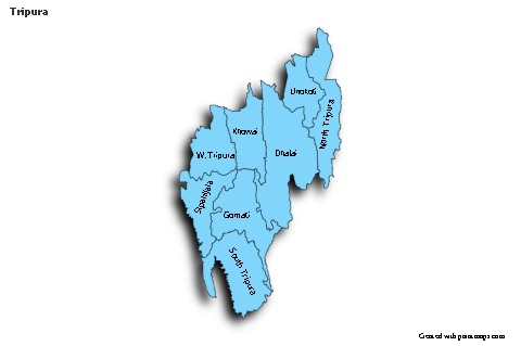 Tripura için Örnek Haritalar (mavi,gölgeli)