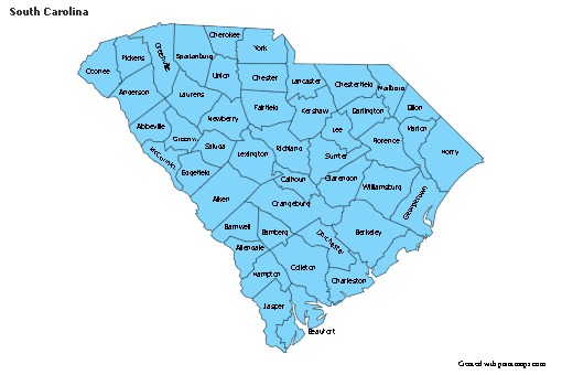 Contoh Peta untuk South Carolina (biru)