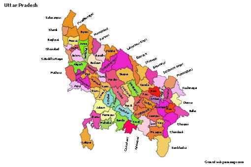 Uttar Pradesh için Örnek Haritalar (renkli)