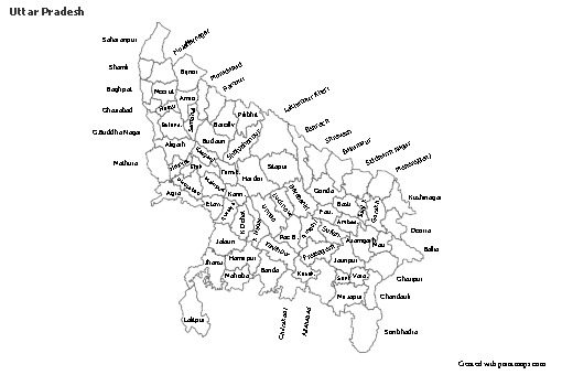 Uttar Pradesh için Örnek Haritalar (siyah-beyaz)