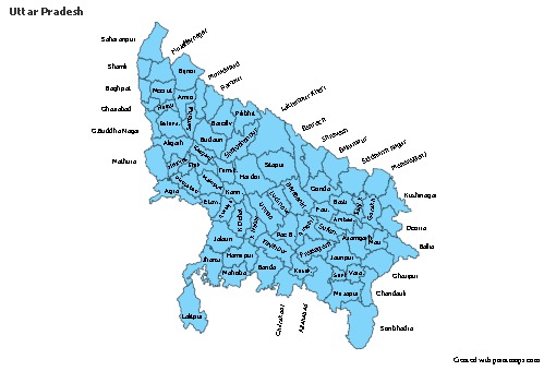Uttar Pradesh için Örnek Haritalar (mavi)