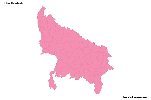 Uttar Pradesh için Örnek Haritalar (pembe,anahat)