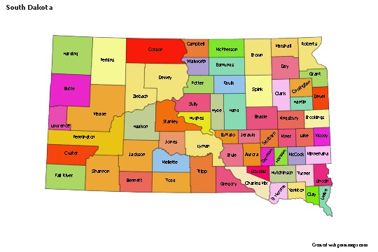 Sample Maps for South Dakota (colored)