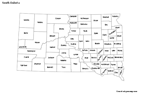 Sample Maps for South Dakota (black-white)