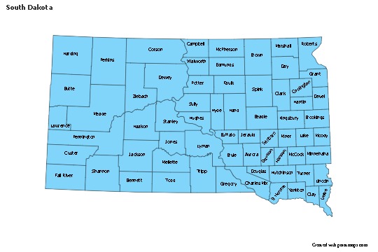 Sample Maps for South Dakota (blue)