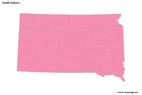 Sample Maps for South Dakota (pink,outline)