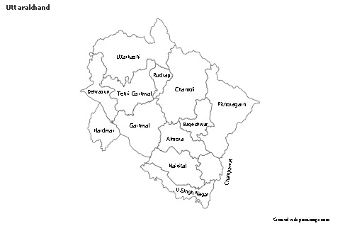 Uttarakhand için Örnek Haritalar (siyah-beyaz)
