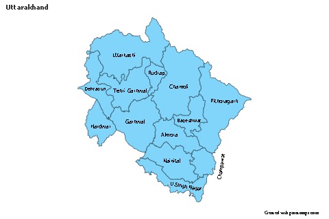 Uttarakhand için Örnek Haritalar (mavi)
