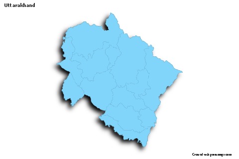Uttarakhand için Örnek Haritalar (mavi,anahat,gölgeli)