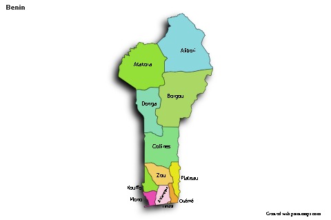 Sample Maps for Benin (colored,shadowy)