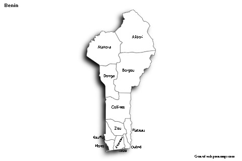 Sample Maps for Benin (black-white,shadowy)
