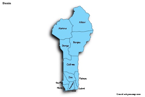 Sample Maps for Benin (blue,shadowy)