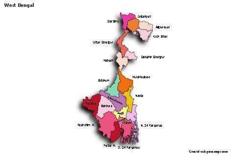 West Bengal için Örnek Haritalar (renkli,gölgeli)