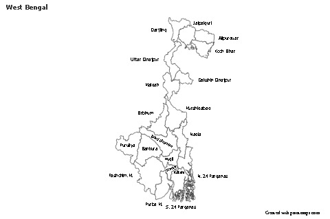 West Bengal için Örnek Haritalar (siyah-beyaz)