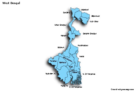 West Bengal için Örnek Haritalar (mavi,gölgeli)
