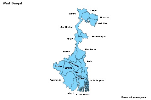 West Bengal için Örnek Haritalar (mavi)