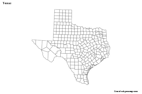 Contoh Peta untuk Texas (hitam-putih)