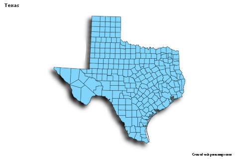 Contoh Peta untuk Texas (biru,bayangan)