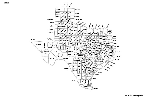 Contoh Peta untuk Texas (biru)